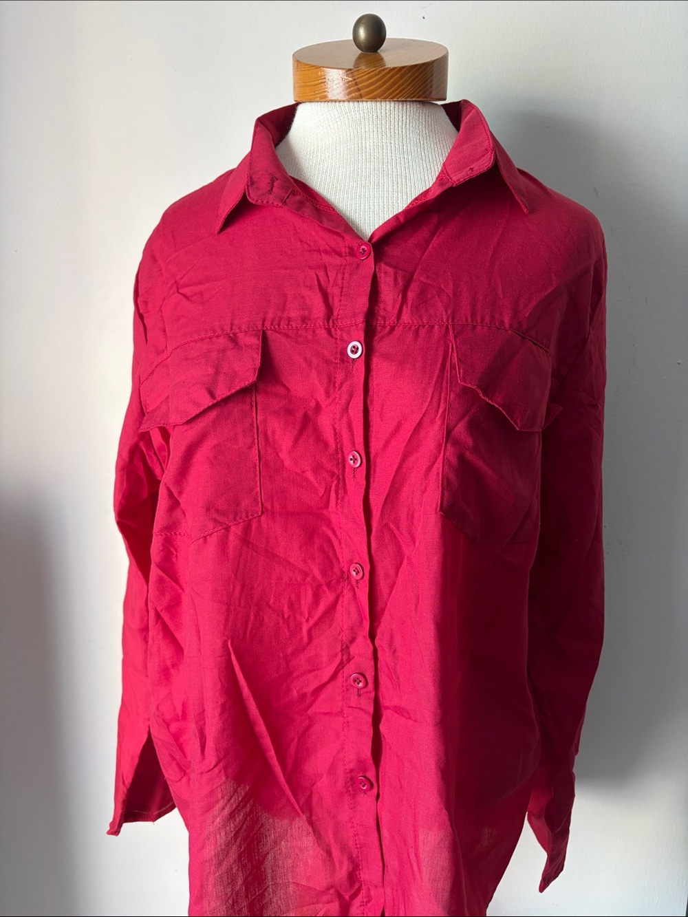 Women’s Button-Front Red Shirt - Unbranded